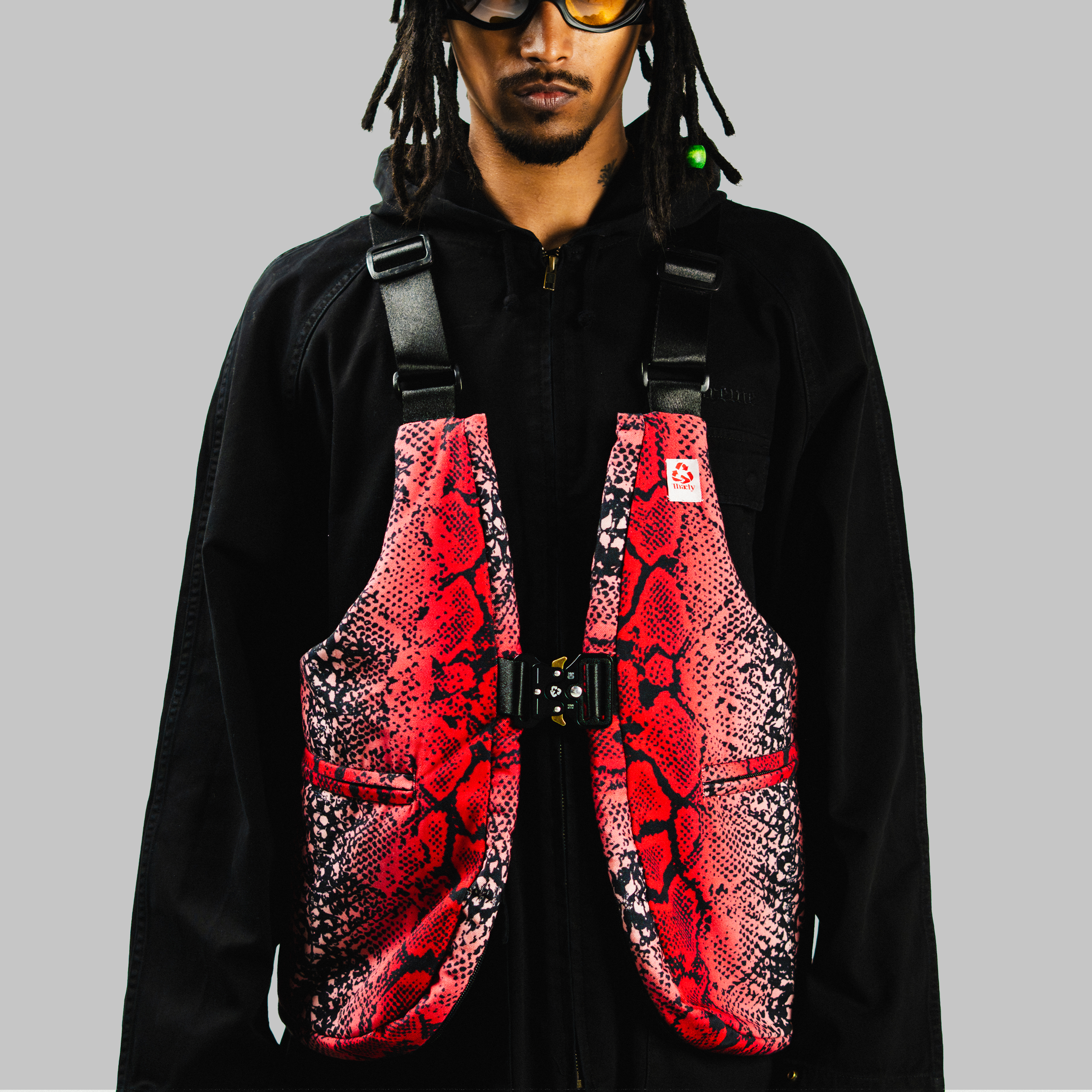 Red Snakeskin Convertible Vest Tote