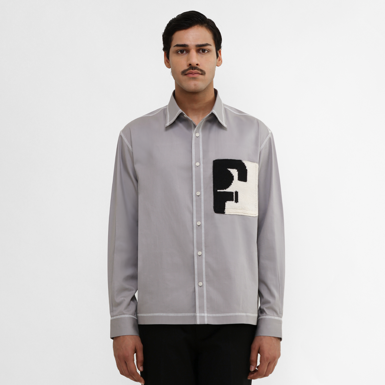 HandKnit Patch Pocket Shirt- GR