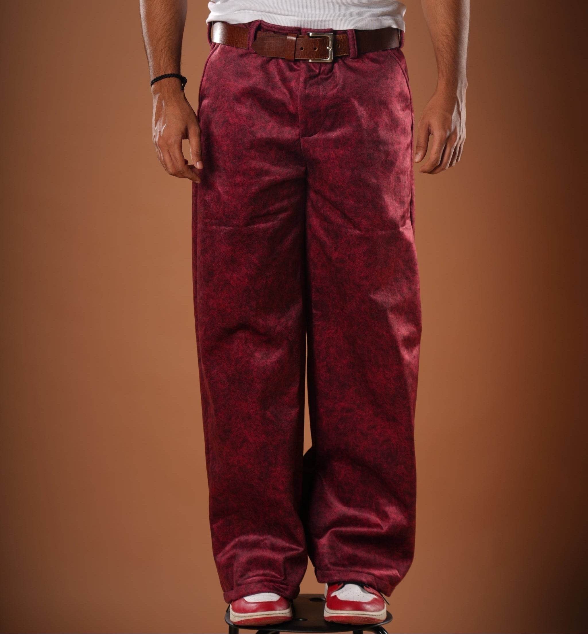Maroon Suede Pants - resaclothing