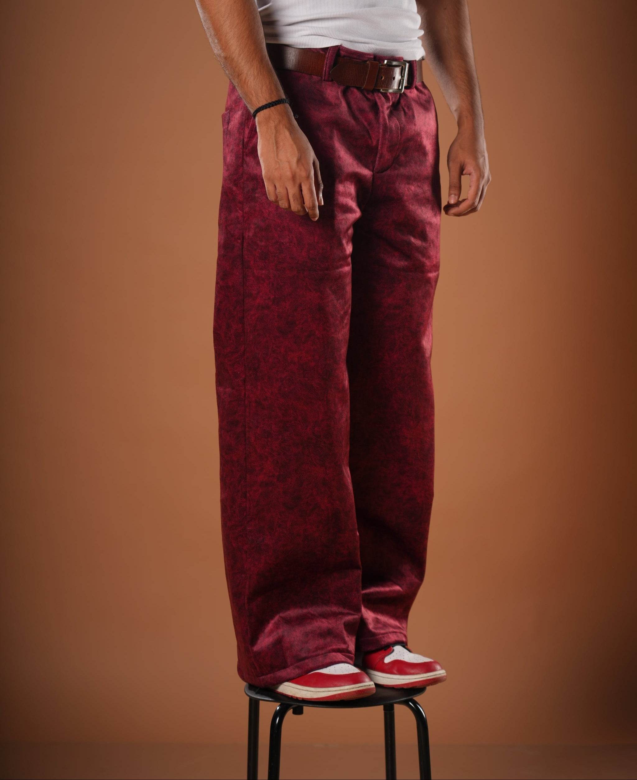 Maroon Suede Pants - resaclothing