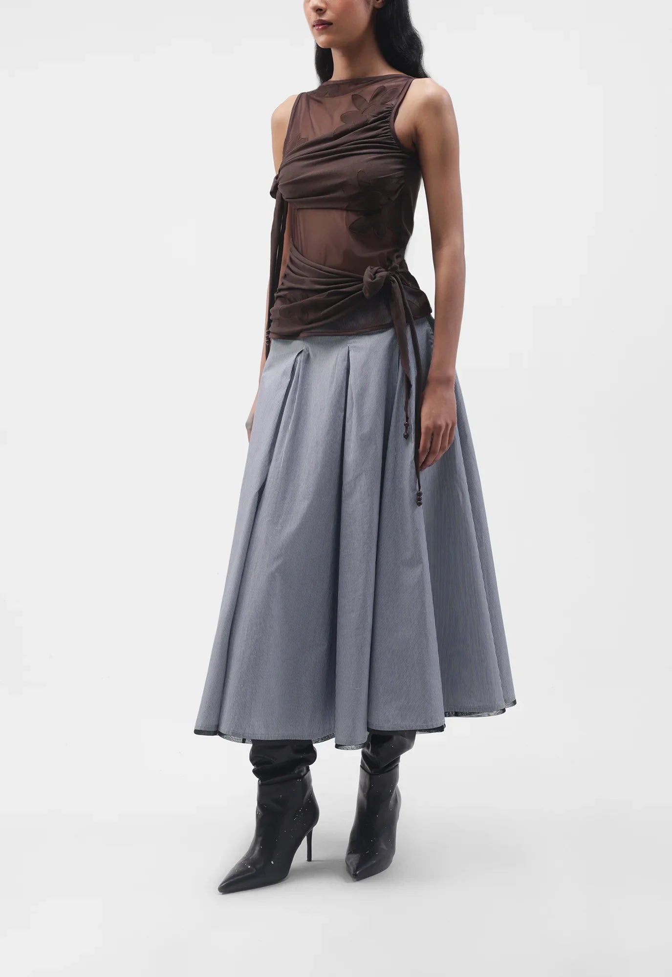 Striped Pleated Skirt
