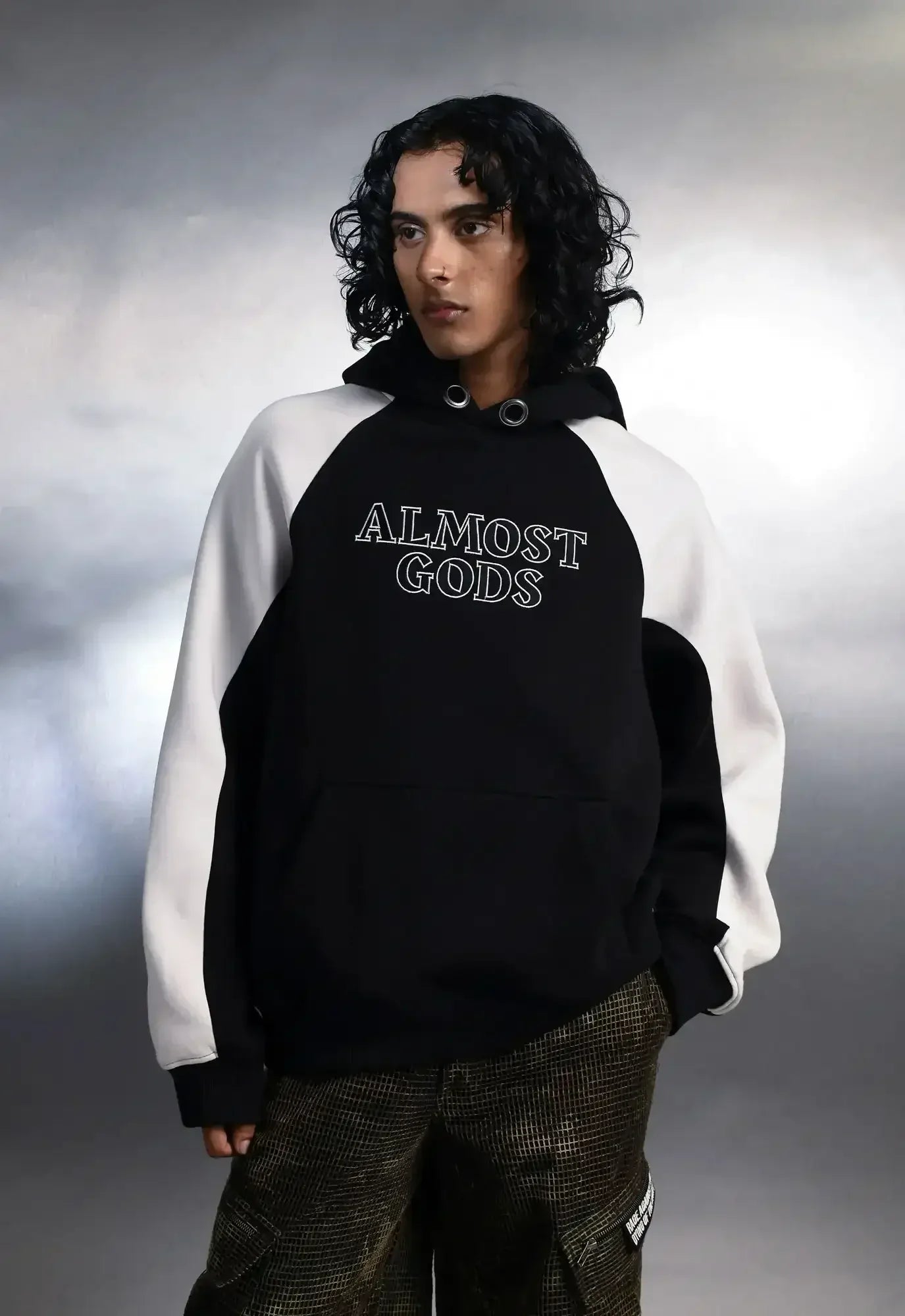 Logo Panel Hoodie In Black And White