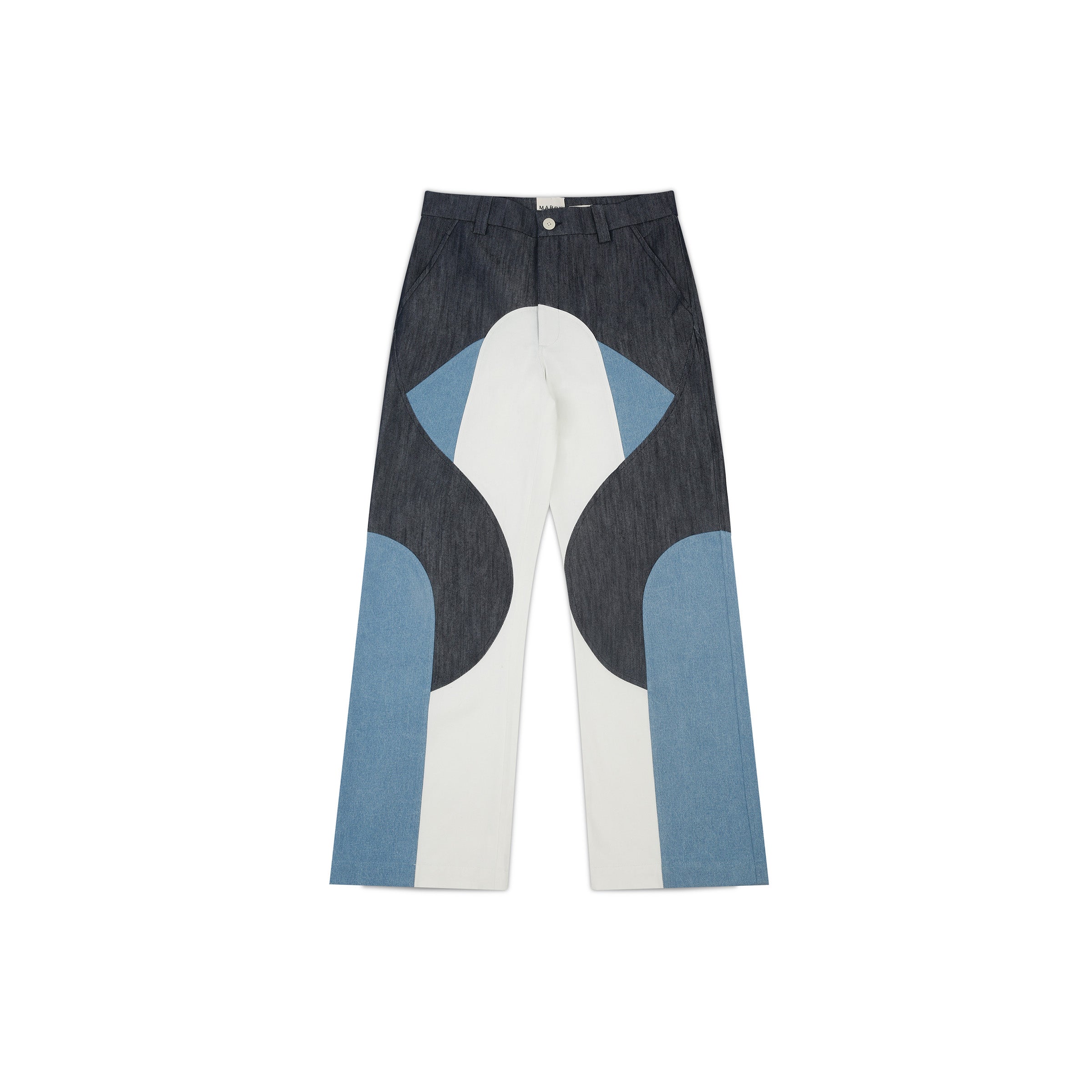 Border Panelled Trousers-Blue