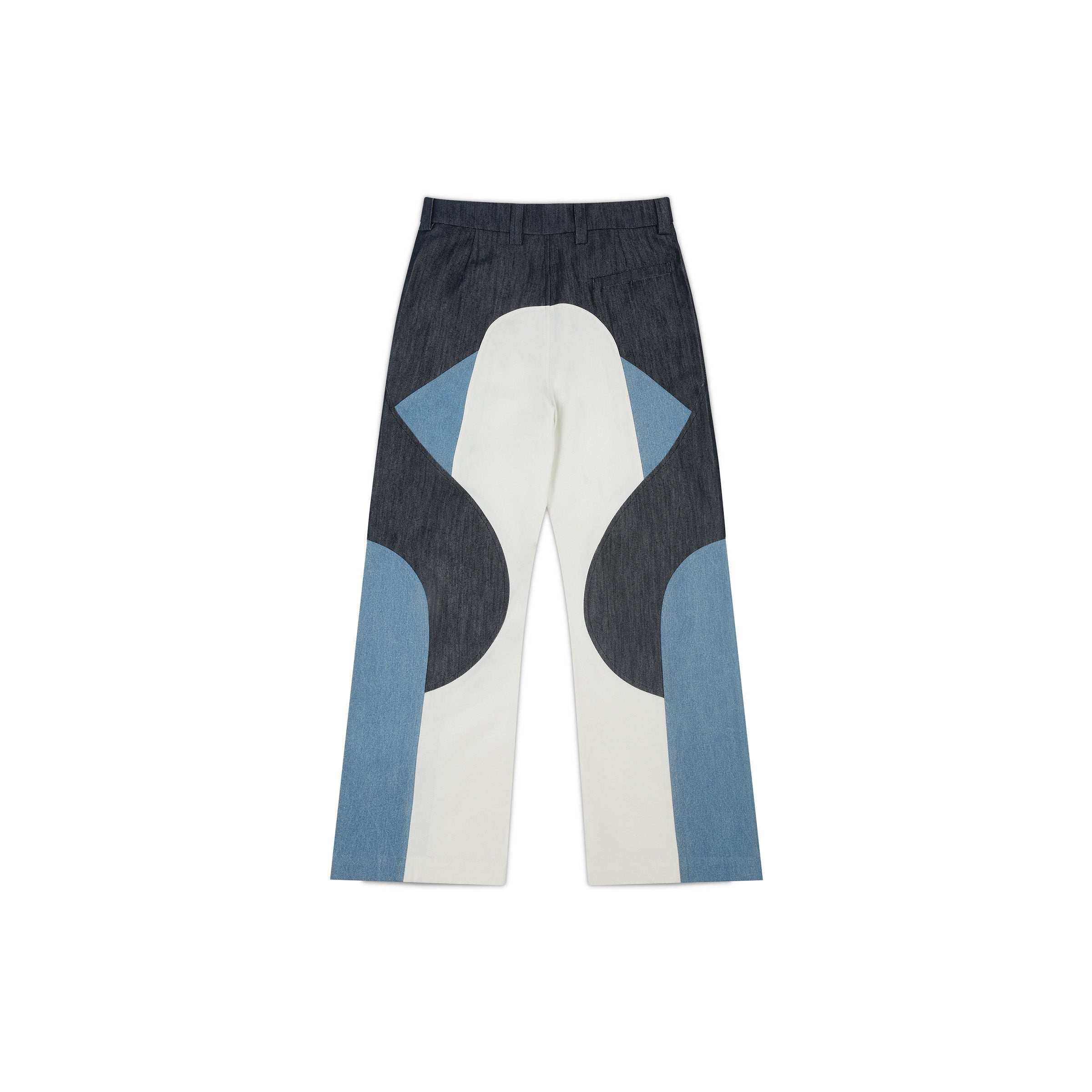 Border Panelled Trousers-Blue