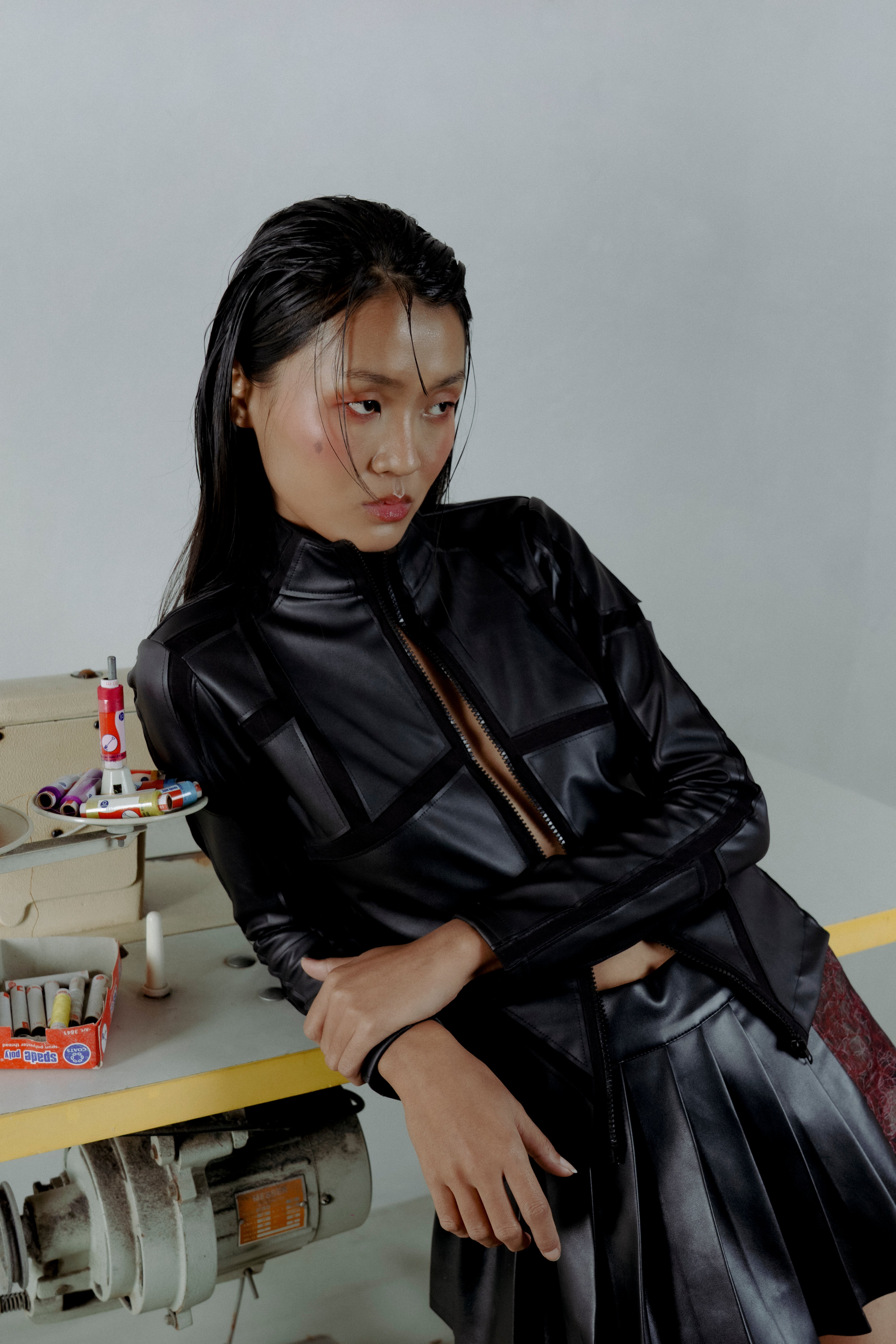 PLEATED LEATHER SKIRT