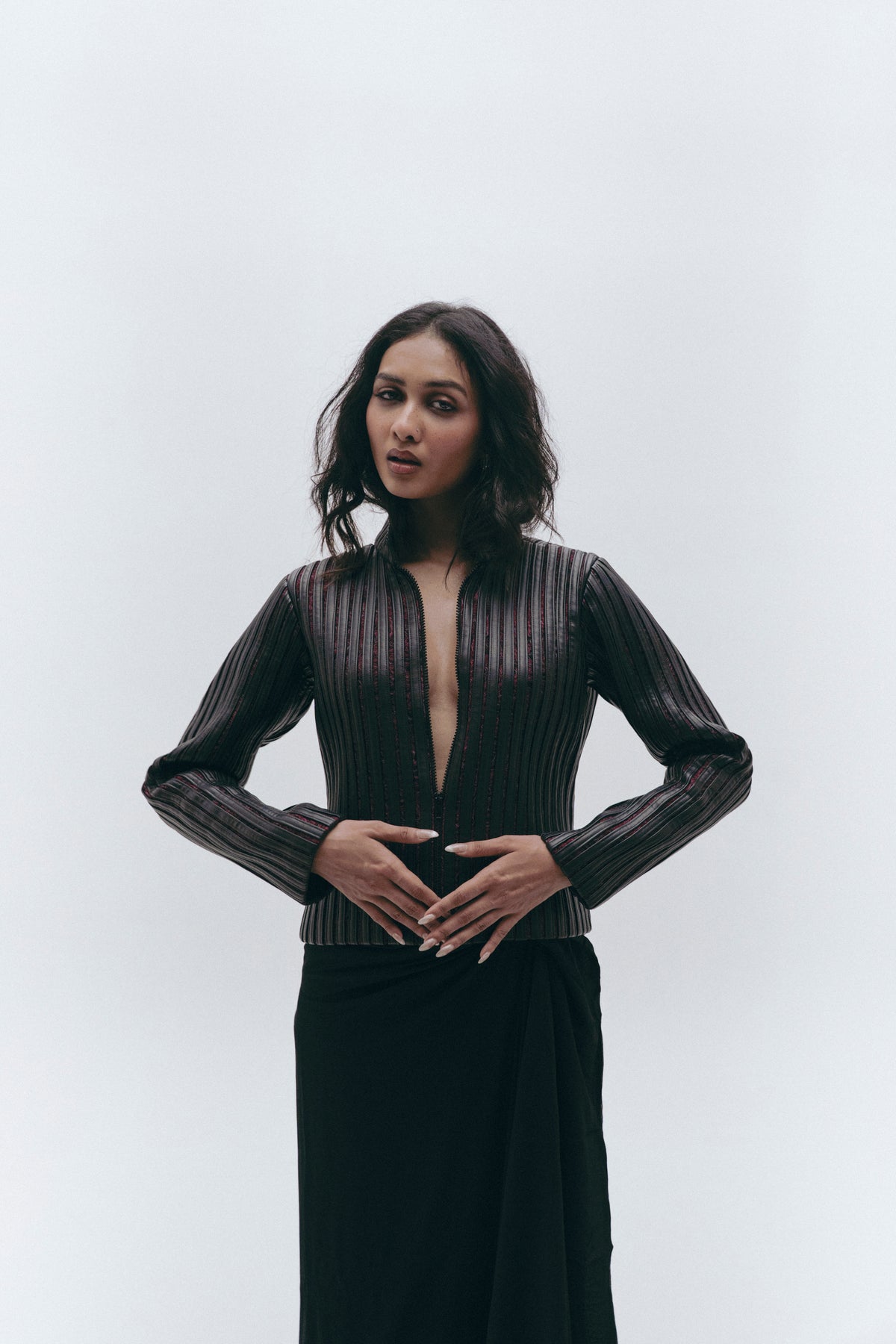 Leather Panelled Blouse
