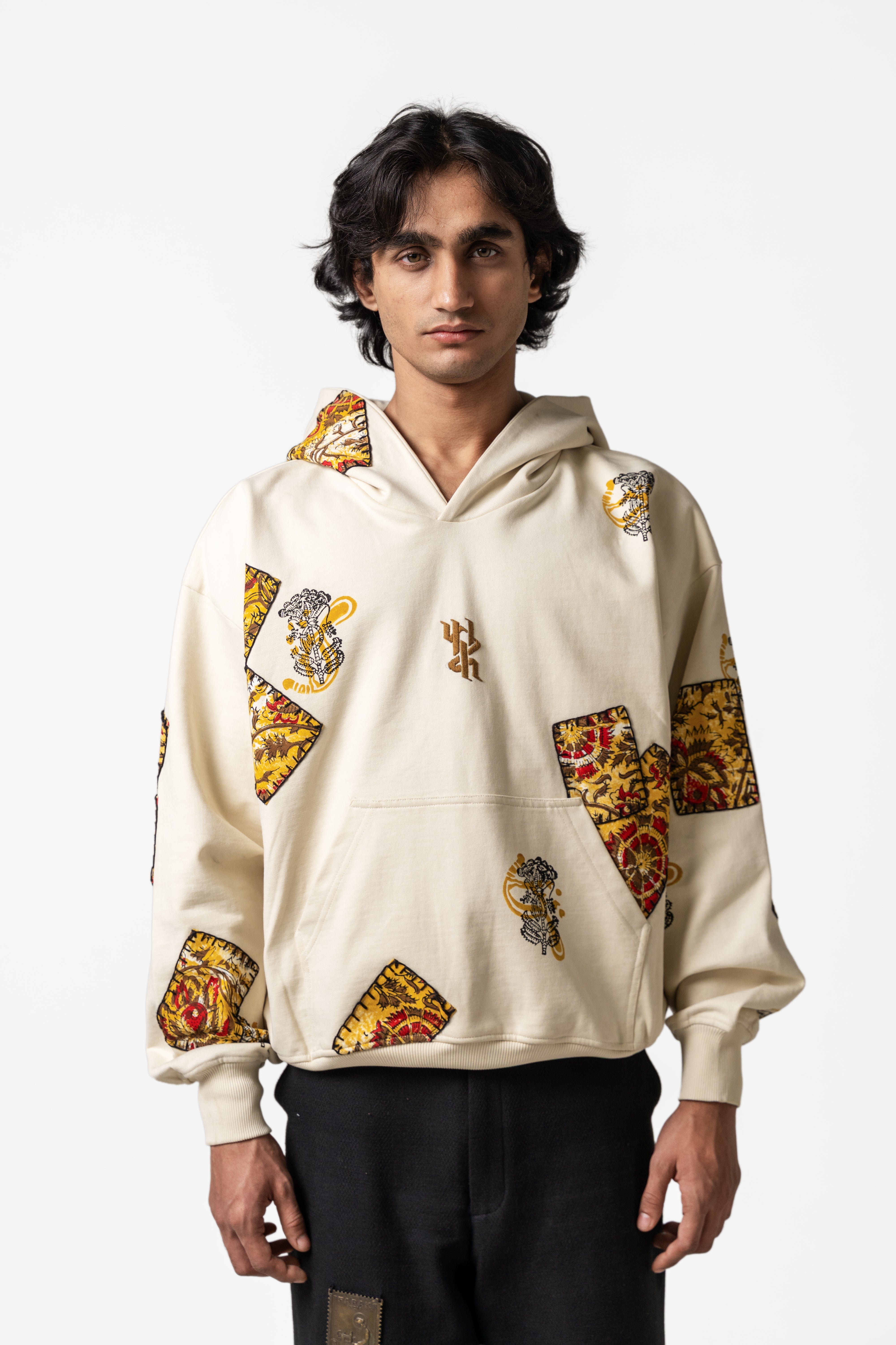 Mustard Blockprinted Hoodie