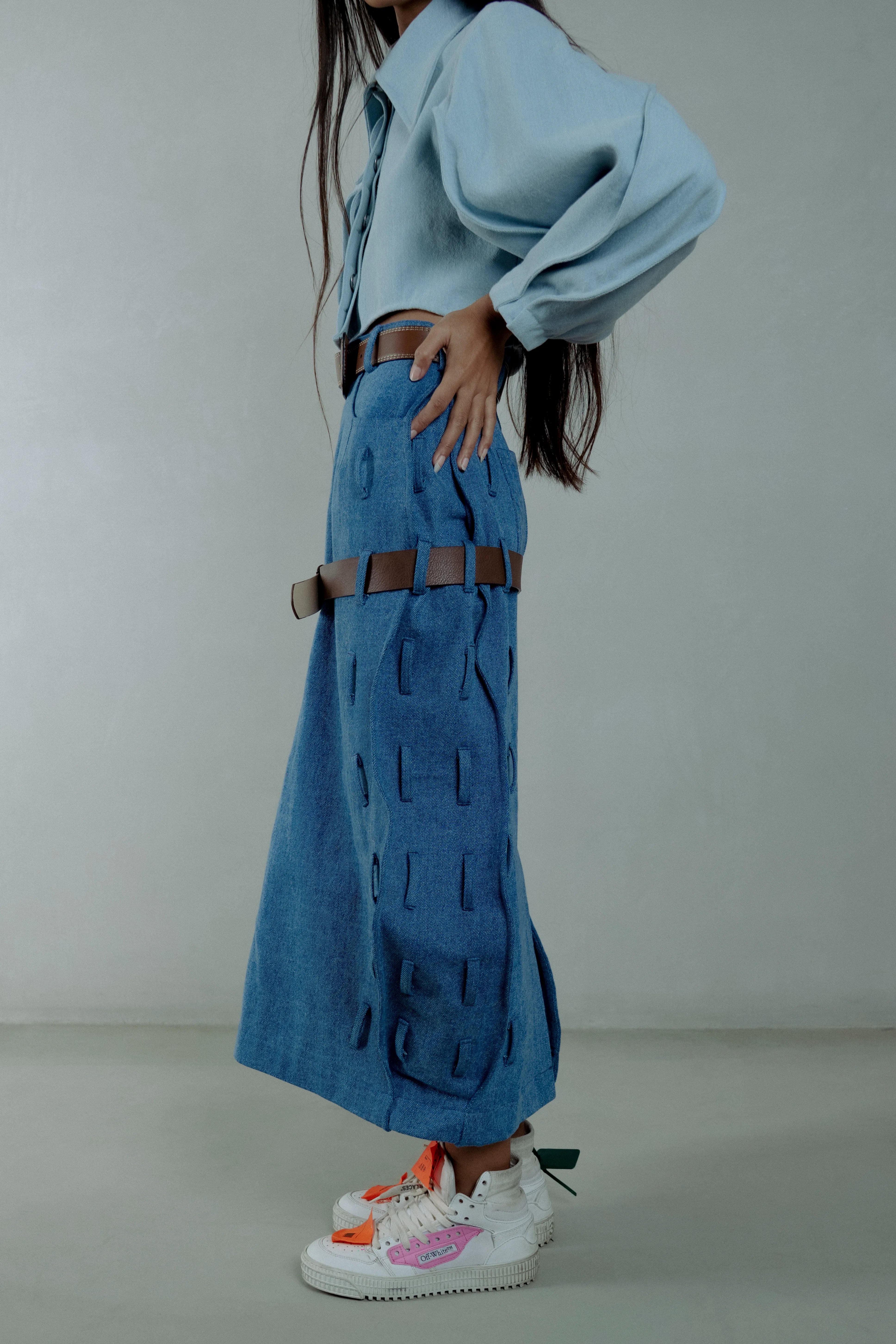 WAVY DENIM SKIRT
