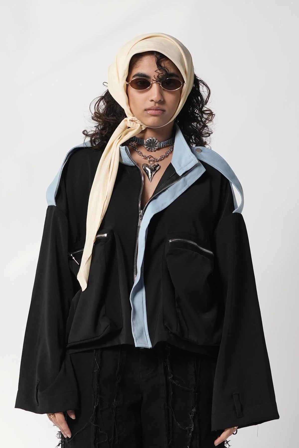 Cropped Colorblock Jacket