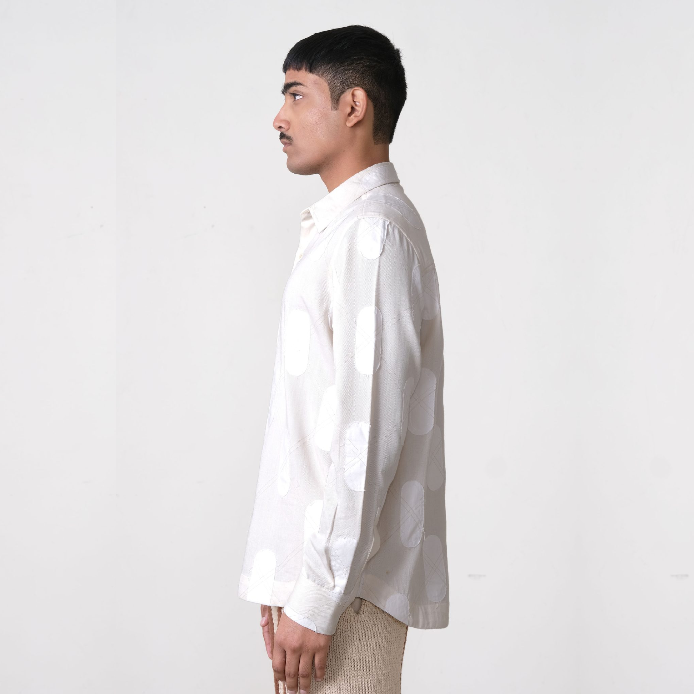 Nucleus Argyle Applique Shirt- Off White