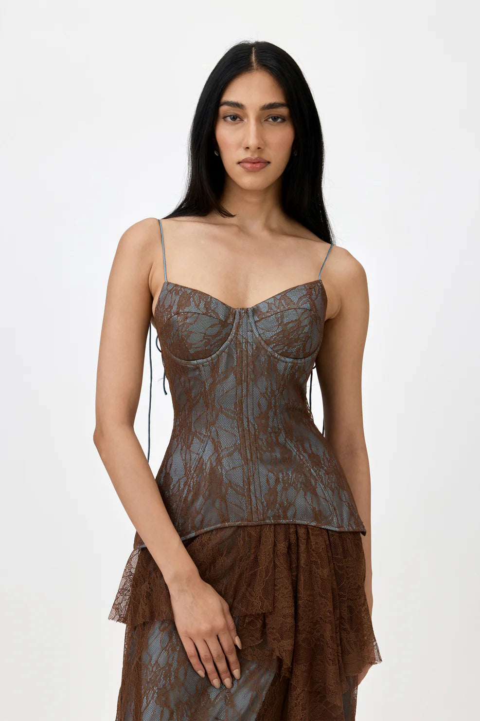ALMA LACE CORSET TOP BROWN