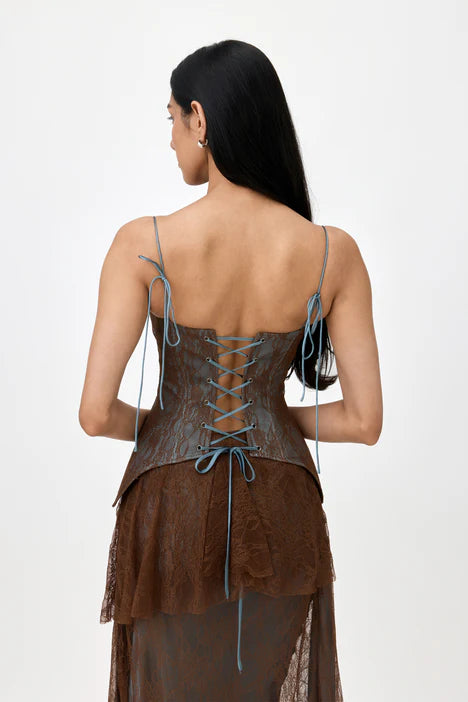 ALMA LACE CORSET TOP BROWN