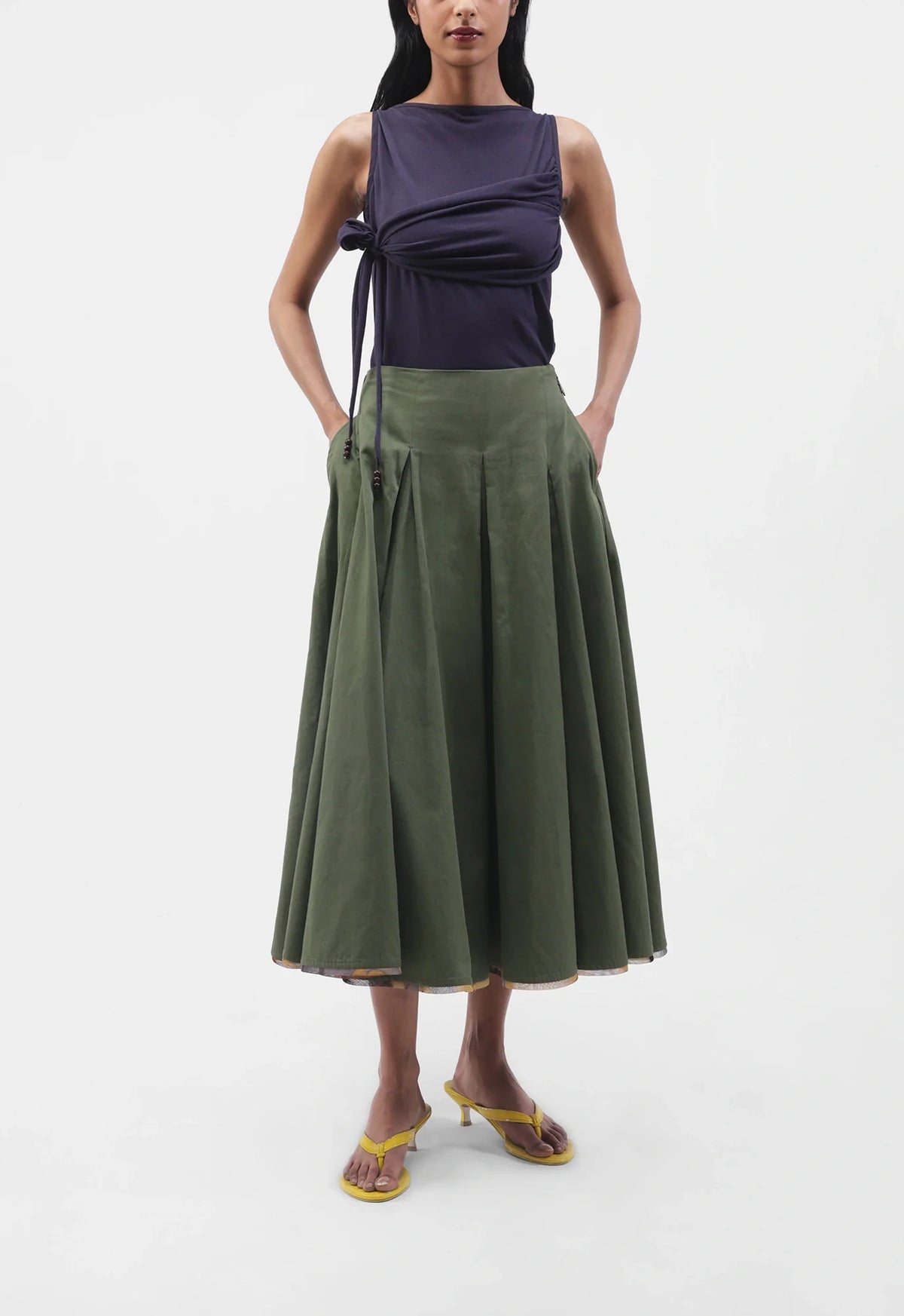 Pleated Skirt in Green Haze