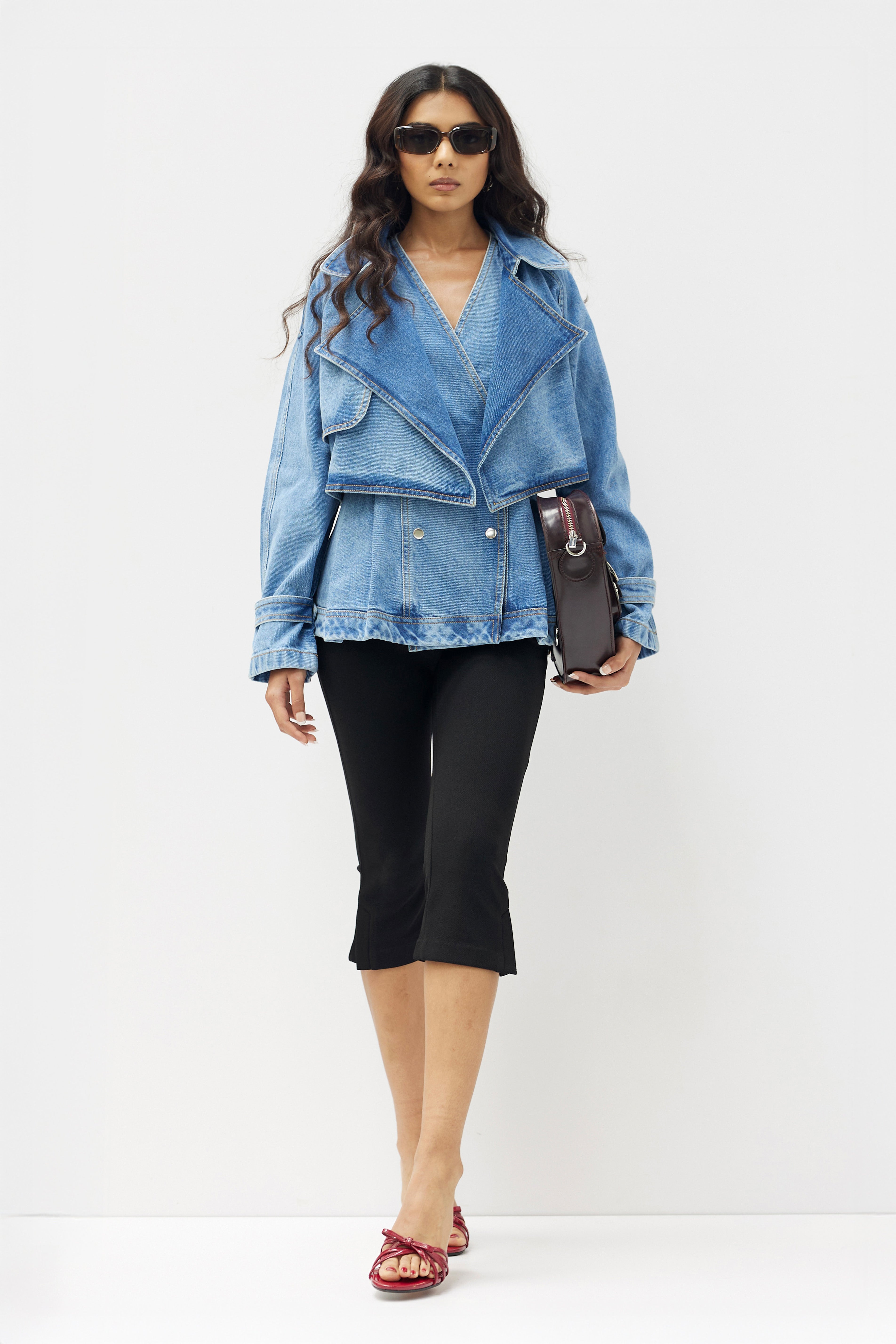 PLEATED DENIM VEST