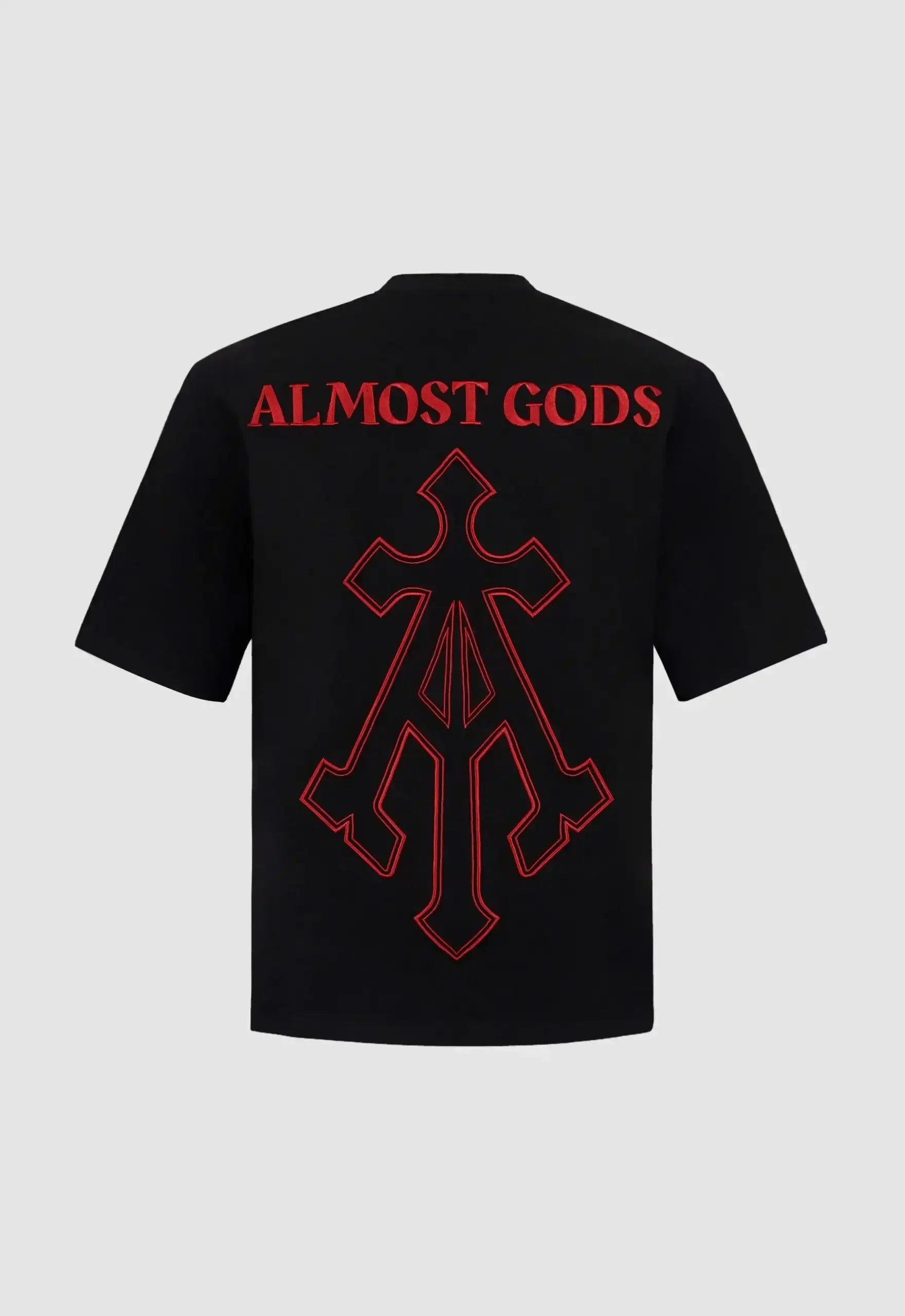 Alpha Cross Embroidered Relaxed Tee in Black