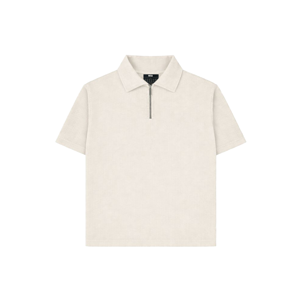 Beige Half Sleeves Quarter Zip