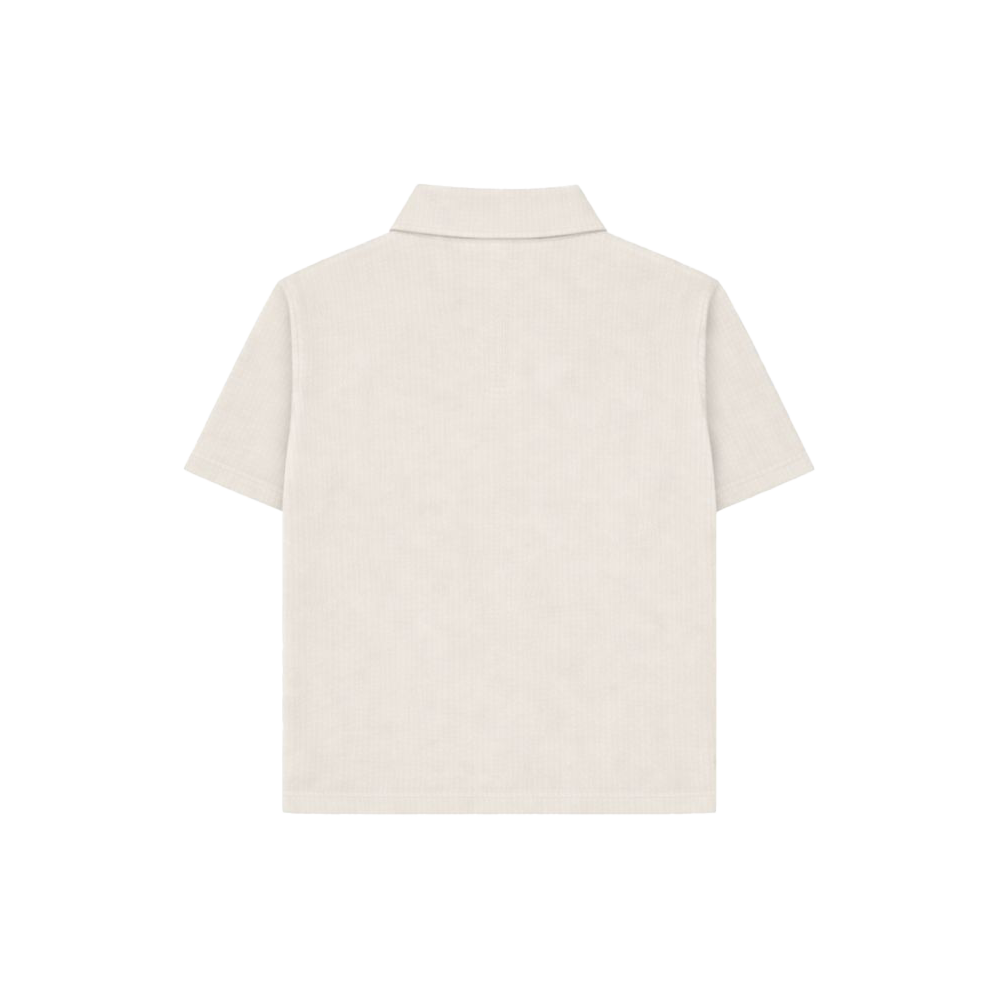 Beige Half Sleeves Quarter Zip