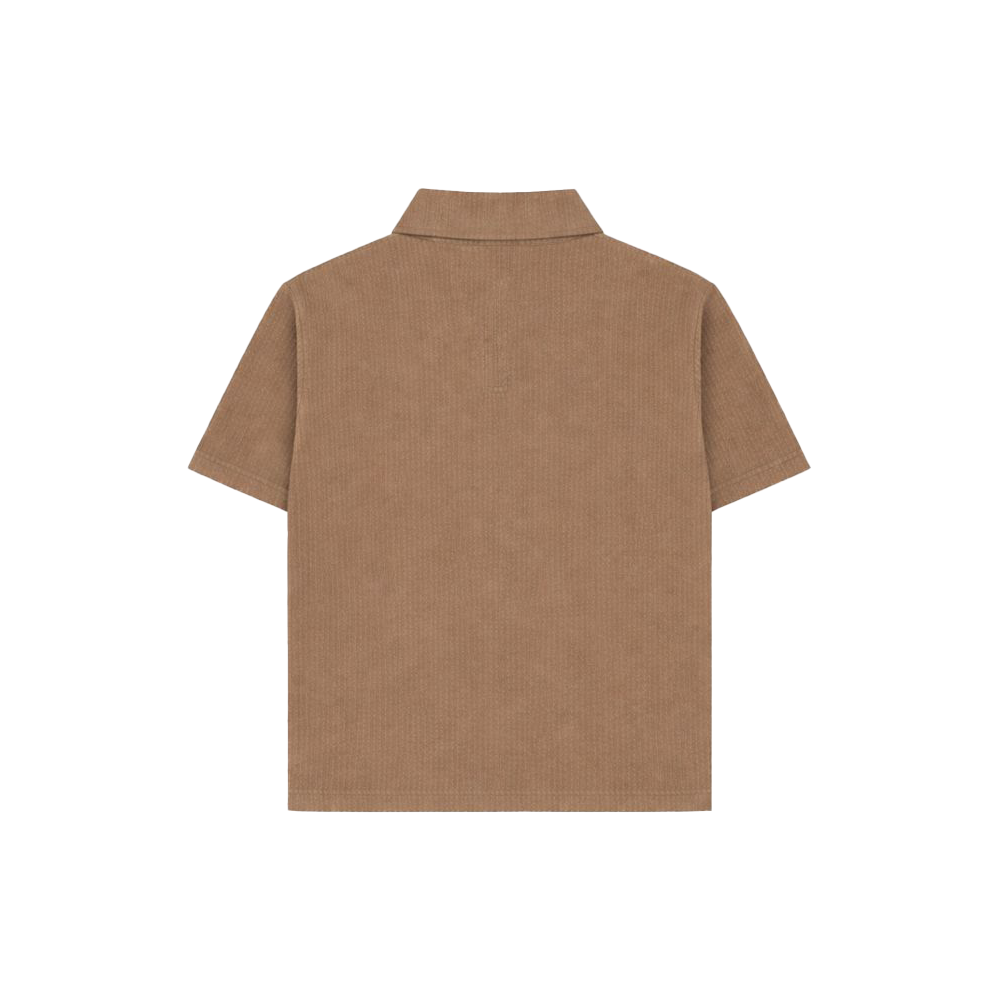 Brown Half Sleeves Quarter Zip
