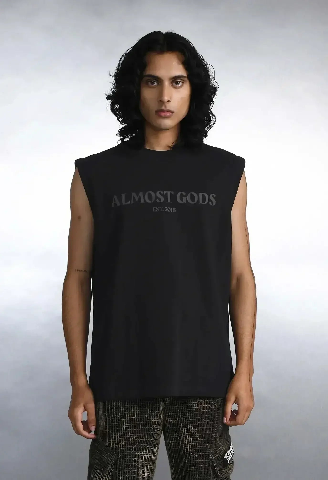 Almost Gods Est 2018 Sleeveless Tee In Black