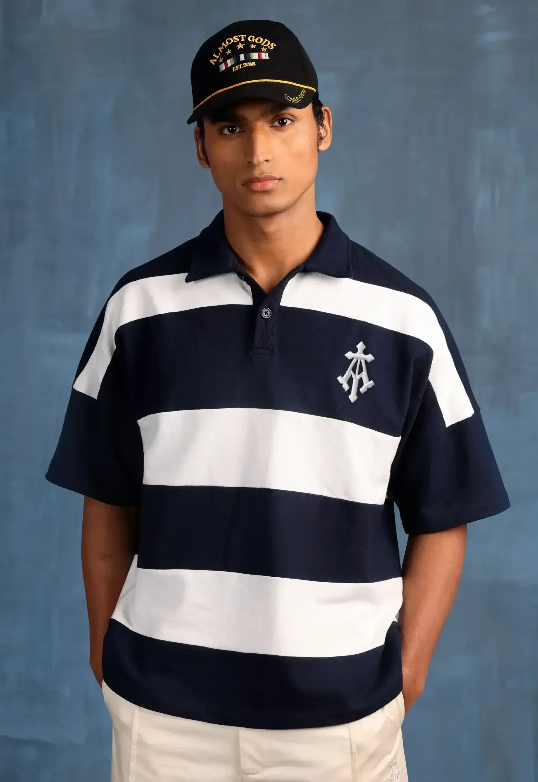 Woven Striped Boxy Polo