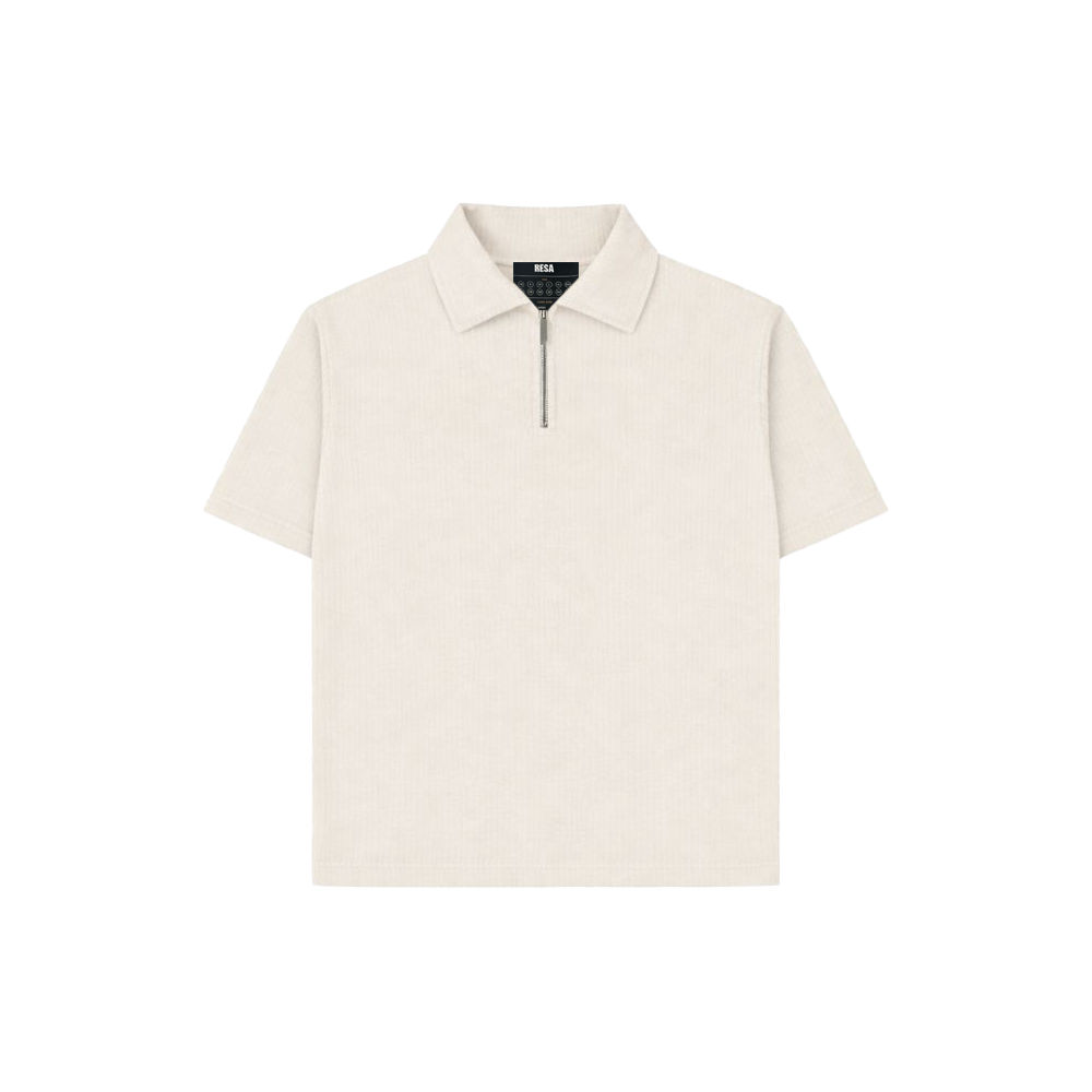 Cream Half Sleeves Quarter Zip