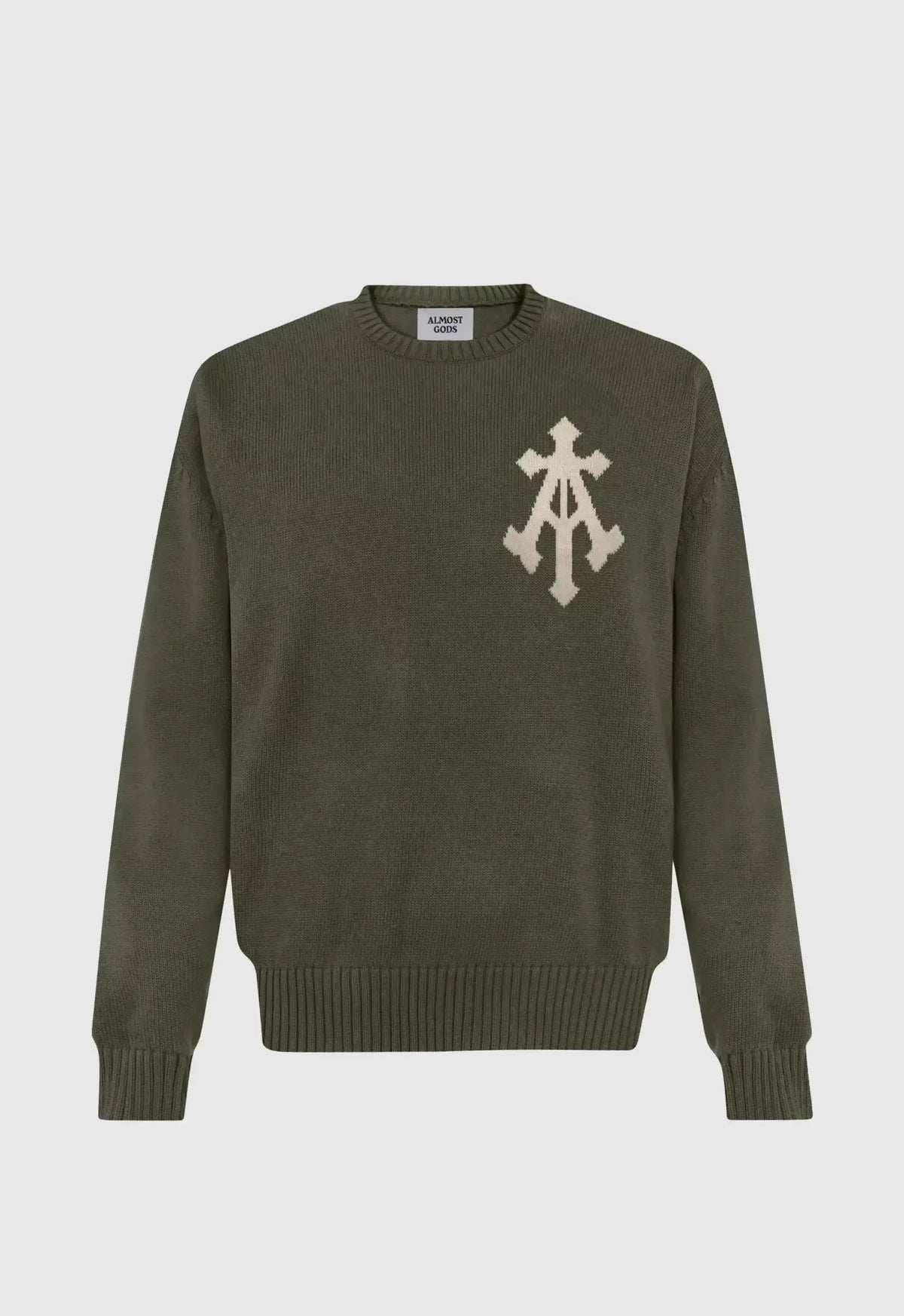 Alpha Cross Knit Sweater In Olive ( Women )