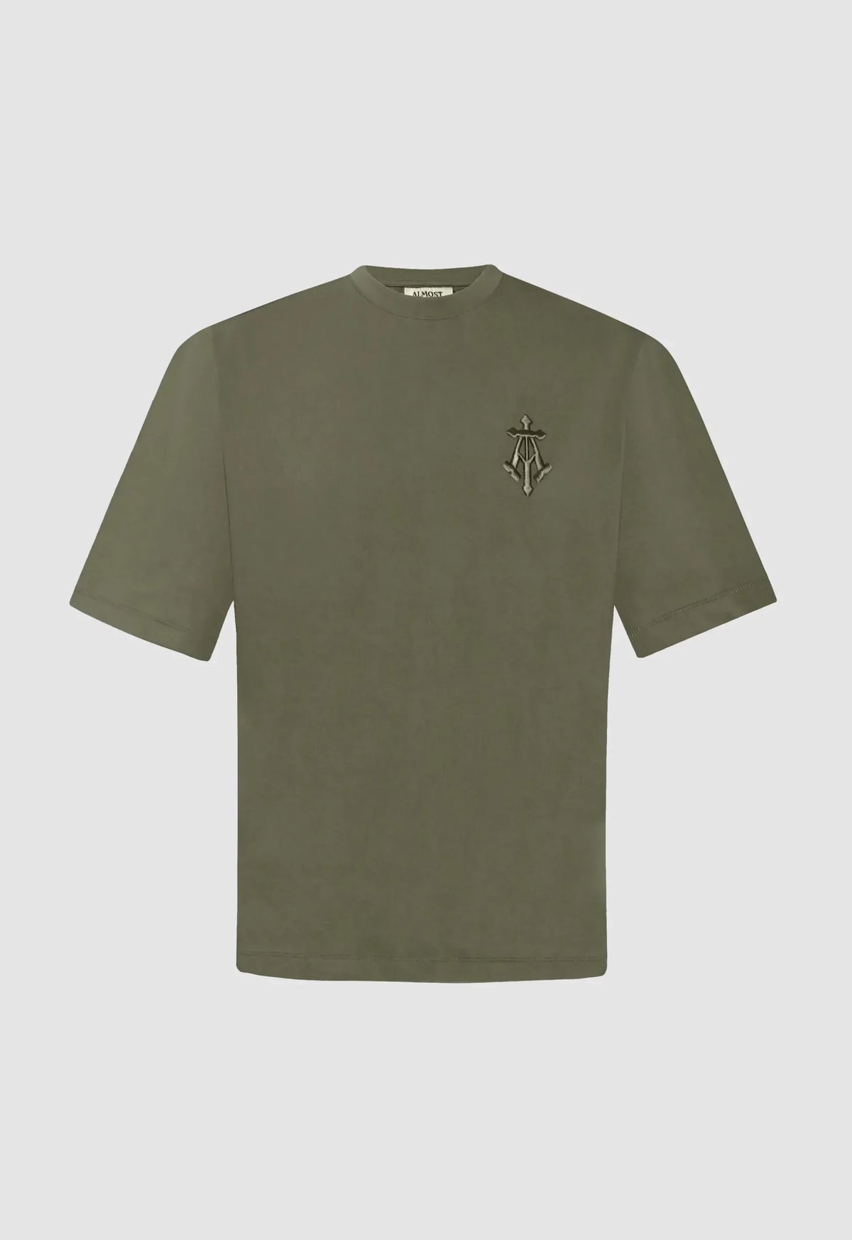 Alpha Cross Embroidered Boxy Tee in Olive