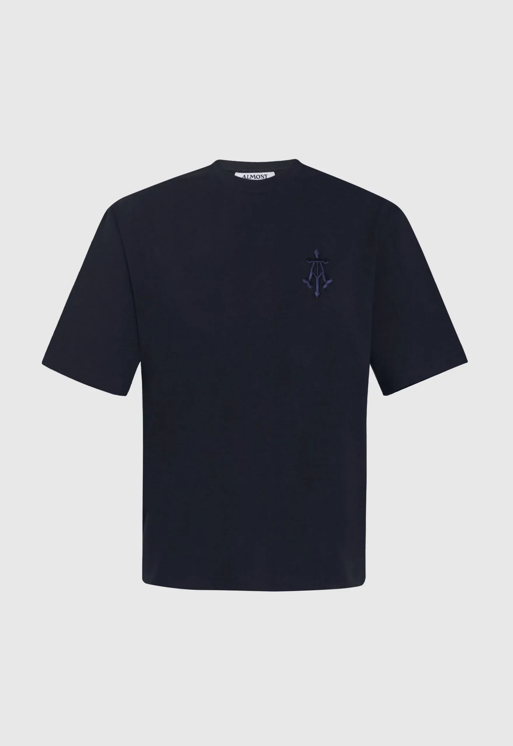 Alpha Cross Embroidered Boxy Tee in Navy