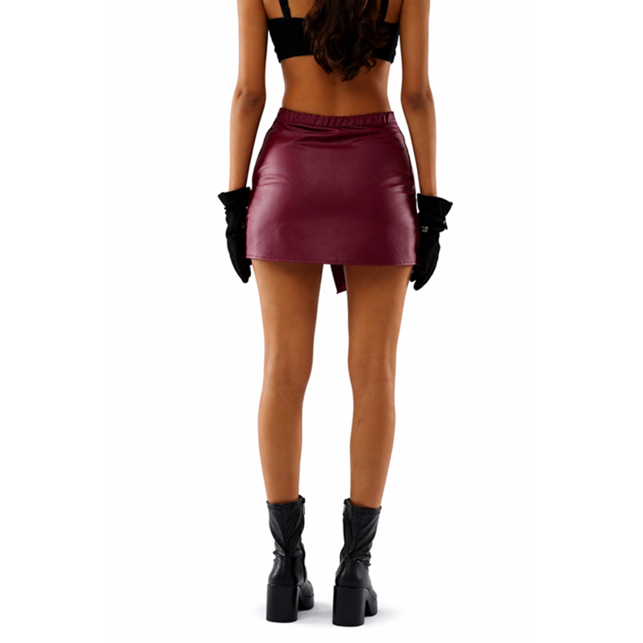Revival Burgundy Leather Skirt